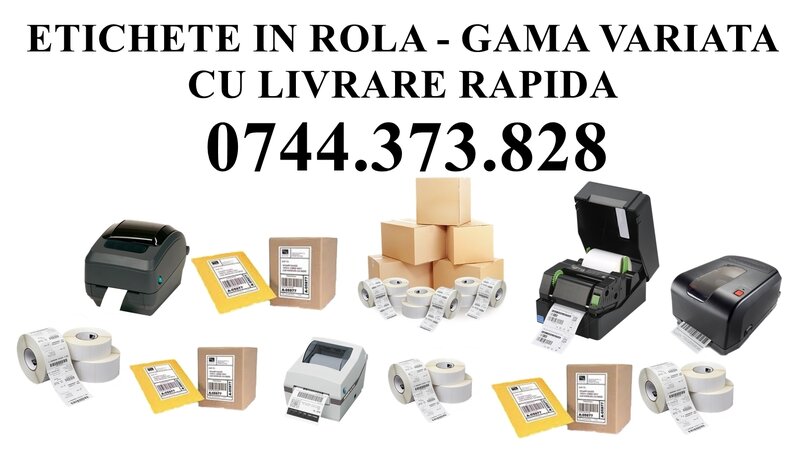Role etichete termice AWB 100x150 mm -autocolante curierat